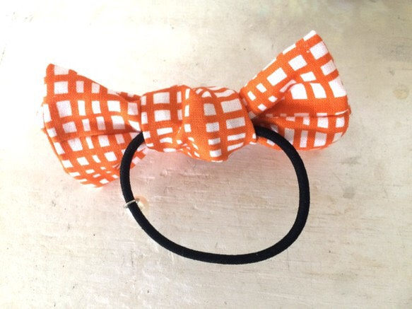 Hair elastic☆Knotted *Orange Check* 3枚目の画像