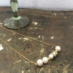 Bar Necklace Cotton pearl *square* 1枚目の画像