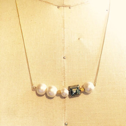 Bar Necklace Cotton pearl *square* 2枚目の画像