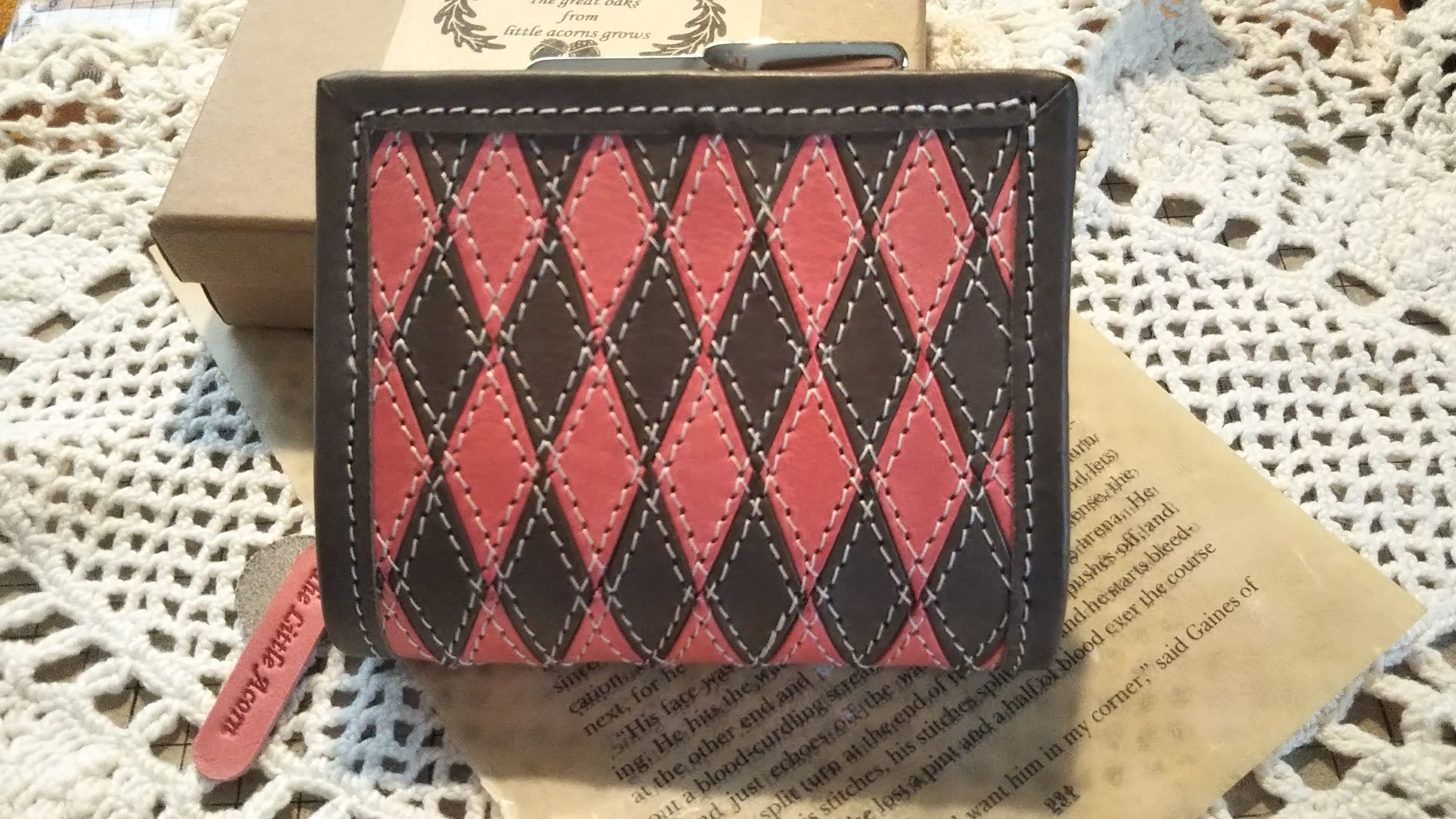 本革二つ折がま口財布