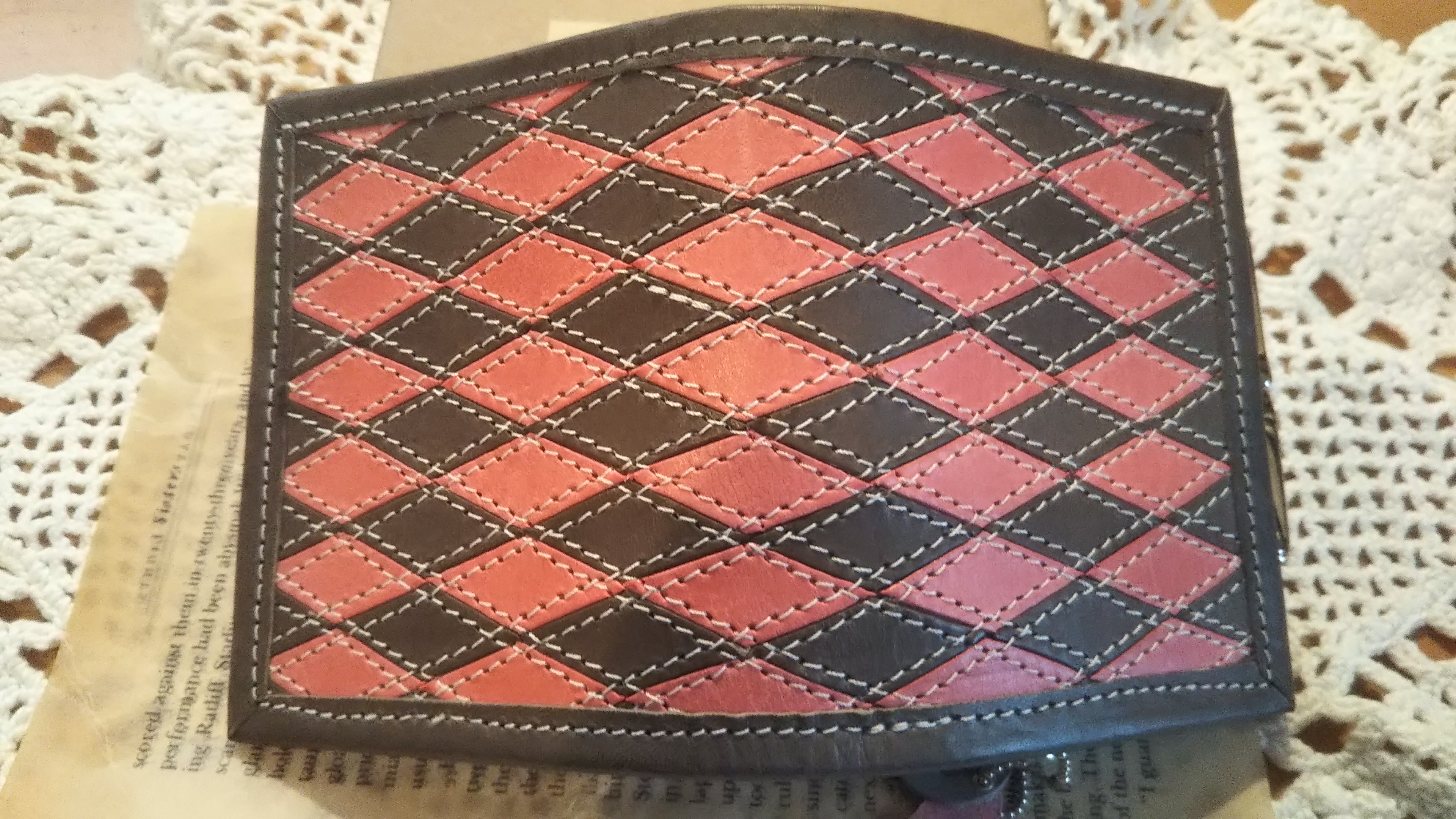 本革二つ折がま口財布