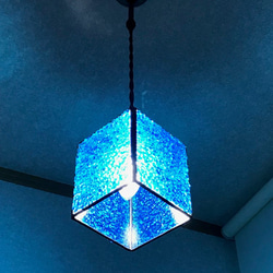 ペンダントライト　ブルー×クリア　ステンドグラス 新色 天使らんぷ ブルー,スカイブルー&クリア ステンドグラス 照明