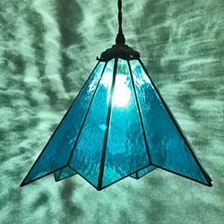 【照明】星型ランプ ブルー ステンドグラス ペンダントライト ギフト 天井灯 1枚目の画像