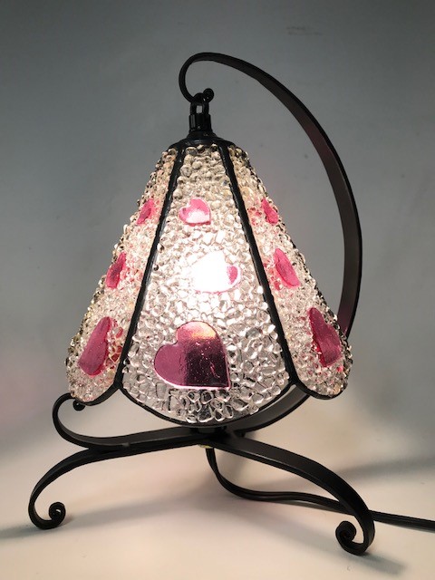 ステンドグラス 卓上ランプ ハートのランプ 照明 フュージング