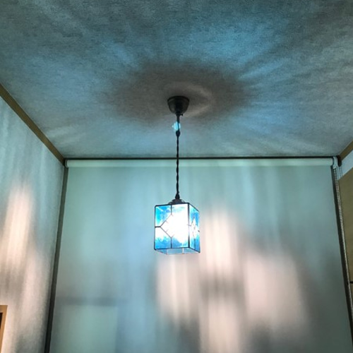 国内送料無料 ステンドグラス べベルガラス ペンダントライト ブルー