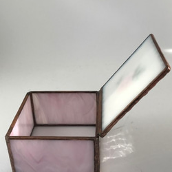 ステンドグラス  宝石箱 小物入れ 薔薇ピンク 4枚目の画像