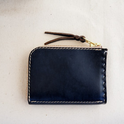 L字ファスナーの小型財布 / ネイビー 2枚目の画像