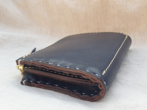 L字ファスナーの小型財布 / ネイビー 4枚目の画像