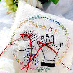 刺繍リングピロー♡式後は赤ちゃんのファーストピローに 1枚目の画像