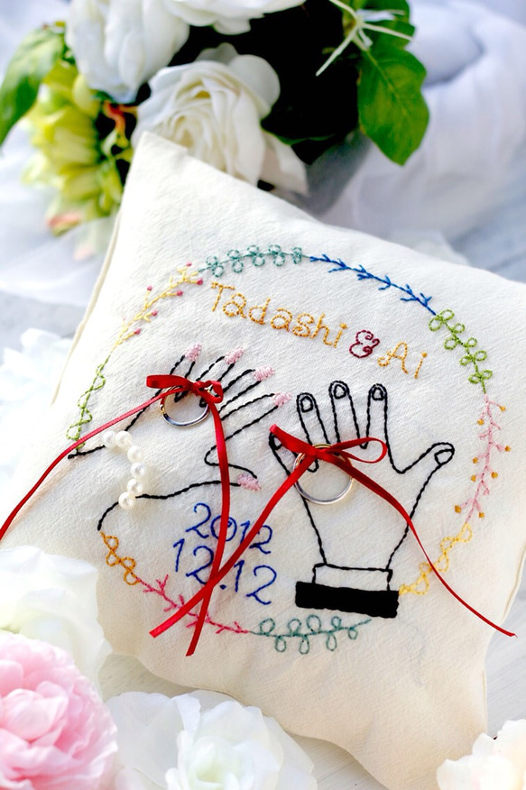 刺繍リングピロー♡式後は赤ちゃんのファーストピローに 1枚目の画像
