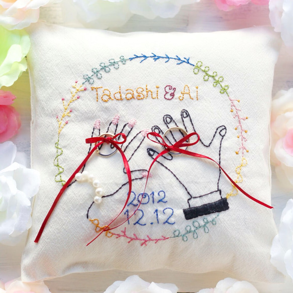 刺繍リングピロー♡式後は赤ちゃんのファーストピローに 2枚目の画像