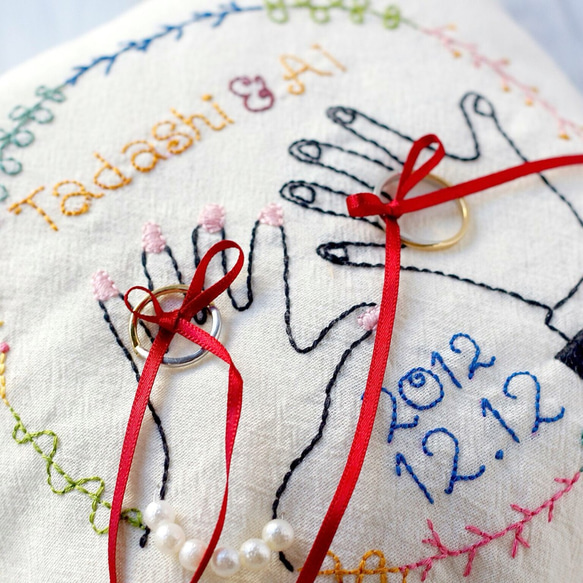 刺繍リングピロー♡式後は赤ちゃんのファーストピローに 3枚目の画像