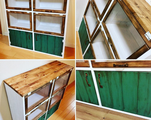 ハンドメイド パタパタ扉のかわいいシェルフ  飾り棚 本棚 ナチュラル 手作り ハンドメイド パタパタ扉のかわいいシェルフ 飾り棚 本棚 ナチュラル