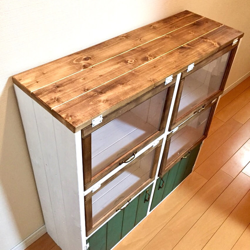 ☆パタパタ扉の収納棚☆ 3段 アクリル板 棚・シェルフ・ラック A.S.H