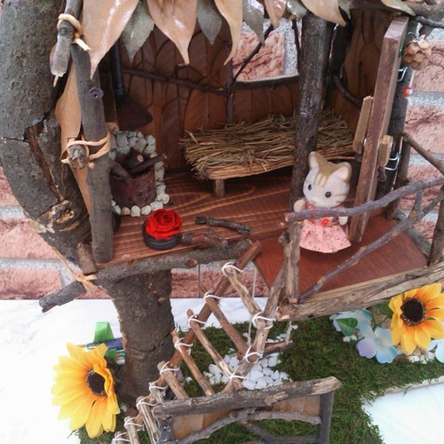 ツリーハウス　ハンドメイド　手作り　ドールハウス　ブランコ　（お値下有） ツリーハウス ハンドメイド 手作り ドールハウス ブランコ （お