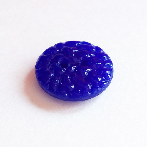 ルツィエ 紺青色｜チェコ Vintageガラスボタン 18mm 1個 Nr