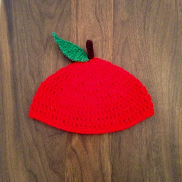 冬用 りんごの帽子 Mサイズ 1枚目の画像