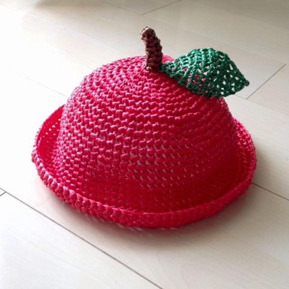 【Aya様専用】りんごの麦わら帽子 40cm 2枚目の画像