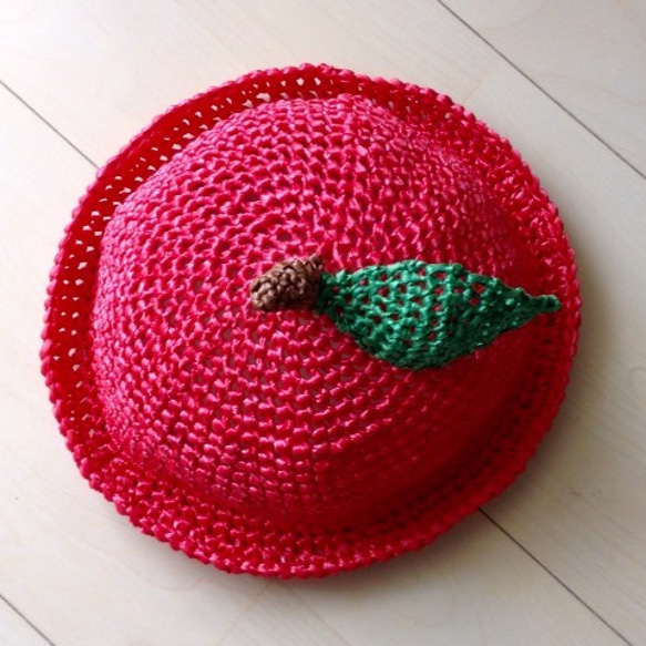 【Aya様専用】りんごの麦わら帽子 40cm 3枚目の画像