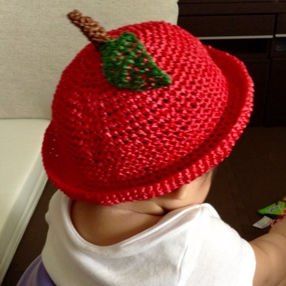 【Aya様専用】りんごの麦わら帽子 40cm 4枚目の画像