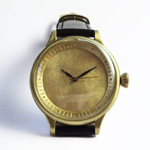 hatsuaはつな／男性用腕時計 37mm【受注制作】メンズ 真鍮製 手作り腕時計 刻印(名入れ） 2枚目の画像