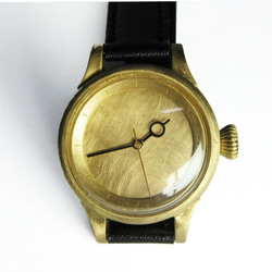 モノクル／29mm 針o【受注制作】 レディース シンプルな手作り腕時計 真鍮 刻印（名入れ） 1枚目の画像