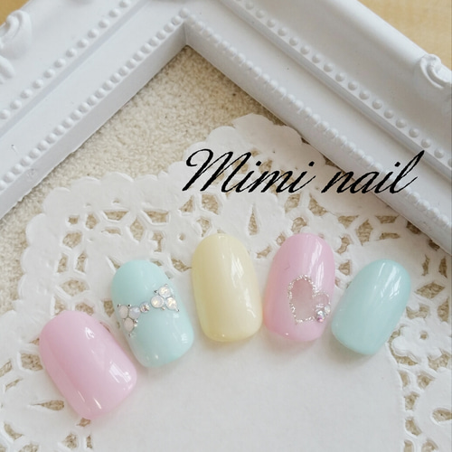 パステルクリアハート♡ネイルチップ ネイルチップ（つけ爪