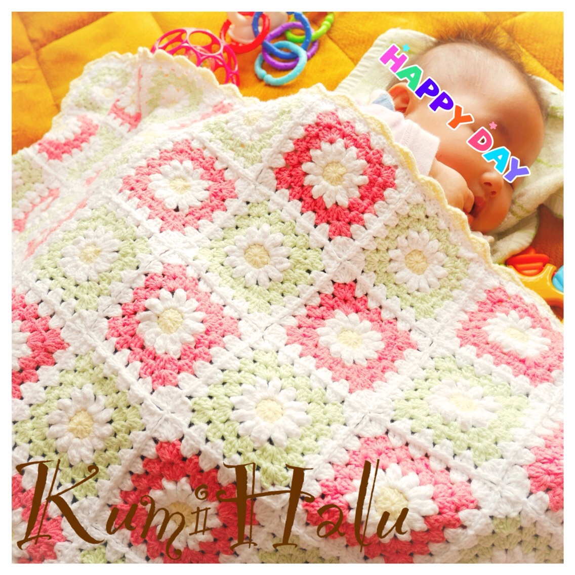 お花モチーフのブランケット おくるみにも♪コットン100% 受注生産 オーダーページ