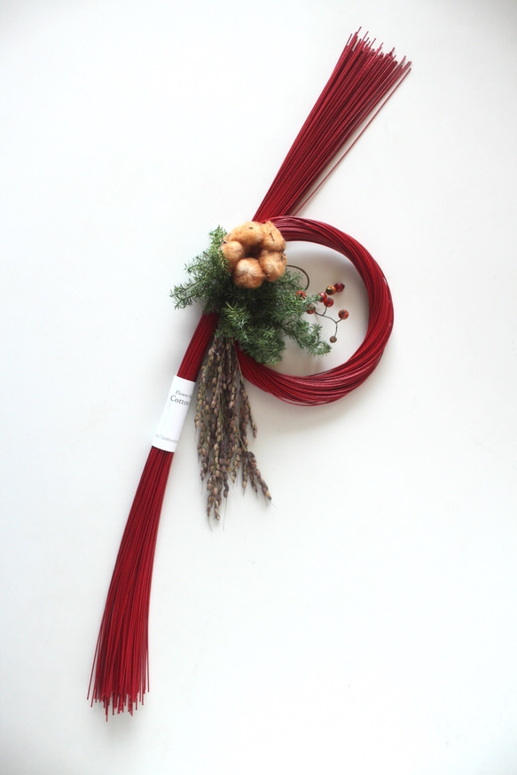 お正月2026 水引のお正月飾り 赤 しめ縄・しめ飾り お花とアクセサリー