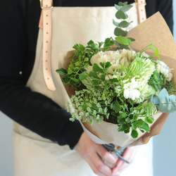 生花ブーケ　グリーン　誕生日　ウエディング　結婚式　花束　ブーケ 7枚目の画像