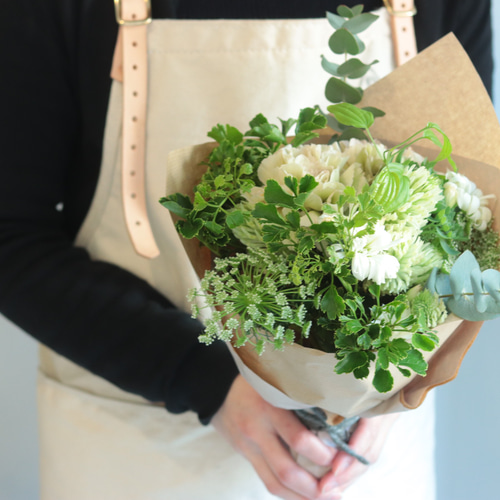 花材　グリーン　生花　季節の生花　ブーケ 生花ブーケ グリーン 誕生日 ウエディング 結婚式 花束 ブーケ ドライ