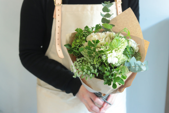 生花ブーケ　グリーン　誕生日　ウエディング　結婚式　花束　ブーケ 7枚目の画像