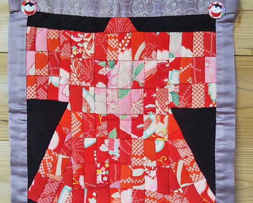 ハンドメイド パッチワーク 着物タペストリー 七五三 お正月 お