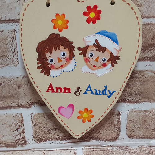 ❇️アンティーク・パンジーのウェルカムボード（トールペイント）ハート型