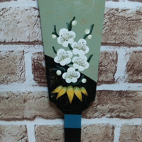 お正月の羽子板☆グリーン☆トールペイント その他インテリア雑貨