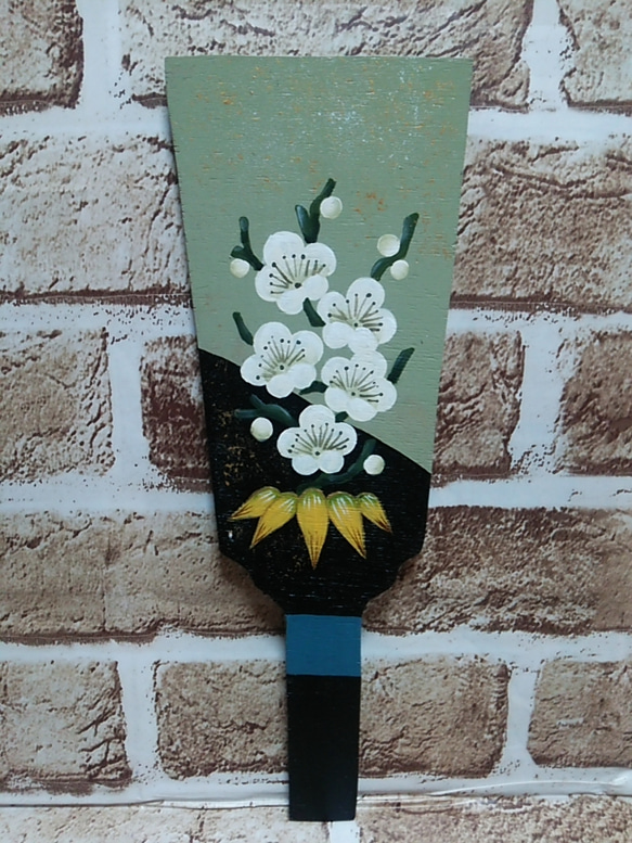 お正月の羽子板☆グリーン☆トールペイント その他インテリア雑貨