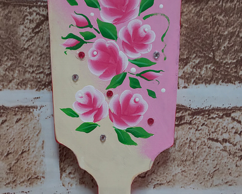 バラ柄の羽子板の飾り☆B☆トールペイント その他インテリア雑貨