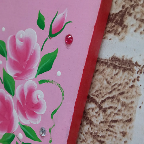 バラ柄の羽子板の飾り☆B☆トールペイント その他インテリア雑貨