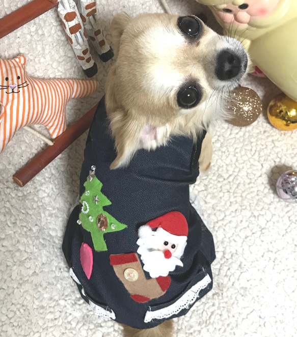 クリスマス用 犬服ロンパース 2枚目の画像