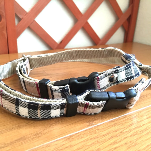 バーバリー風チェック☆小型犬用 ハーネス＆リード セット