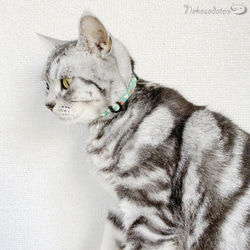 舒適項圈【綠色摺紙鶴圖案】直型/貓友好可選調節貓項圈安全項圈小貓成年貓 第2張的照片