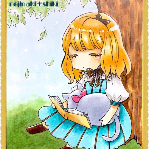 手描きイラスト　オリジナルイラスト　　アリス　中色紙 手描きイラスト オリジナルイラスト アリス 中色紙 イラスト