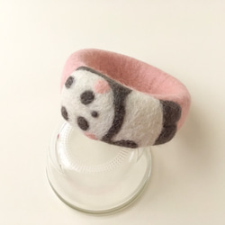 育てるパンダのバングル♡ピンク☆羊毛フェルトアクセサリー 6枚目の画像