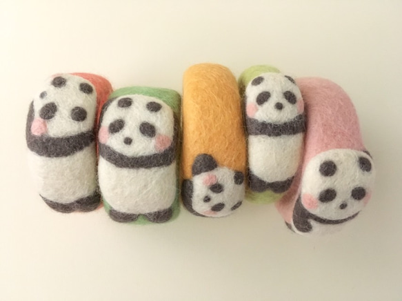育てるパンダのバングル♡ピンク☆羊毛フェルトアクセサリー 8枚目の画像