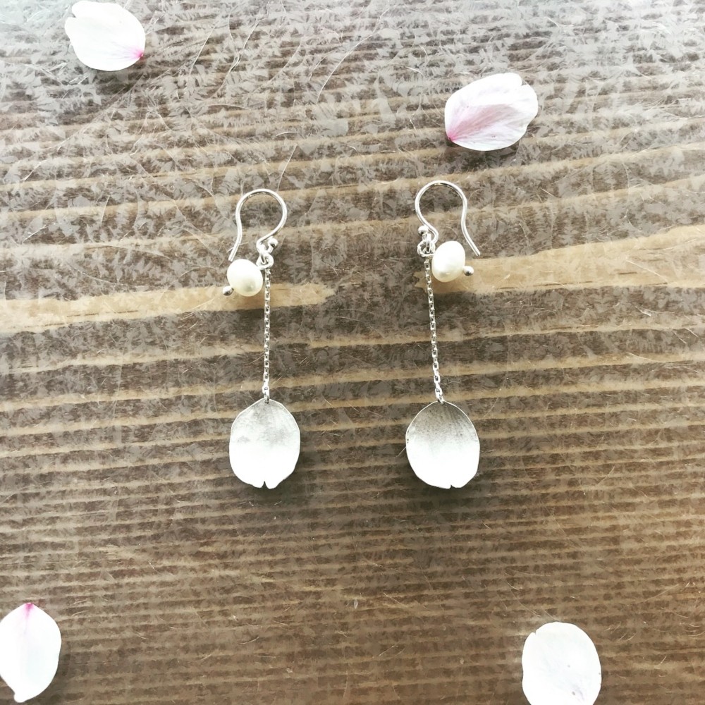 Sakura　ピアス　桜　シルバー　ホワイト　パール