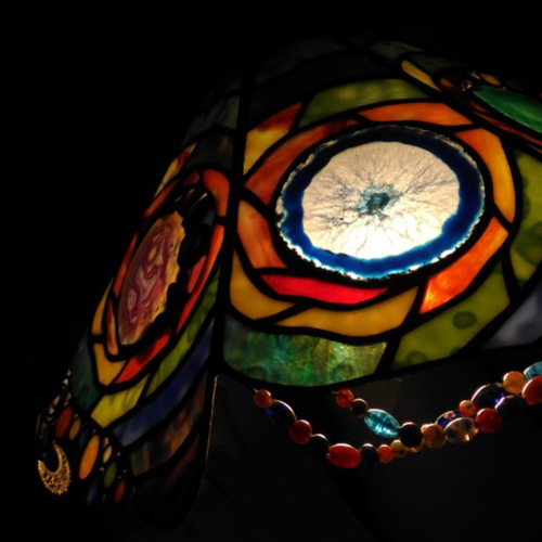 瑪瑙虹色ぐるぐる照明 rainbow agate illumination ステンド