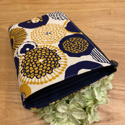 送料無料 ♪ 北欧 和風 ミックスフラワー ♡ L字ファスナー ジャバラ マルチケース Sサイズ 5枚目の画像