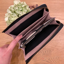 送料無料 ♪ 手描き調 大きなドット ♡ L字ファスナー ジャバラ マルチケース Sサイズ 4枚目の画像