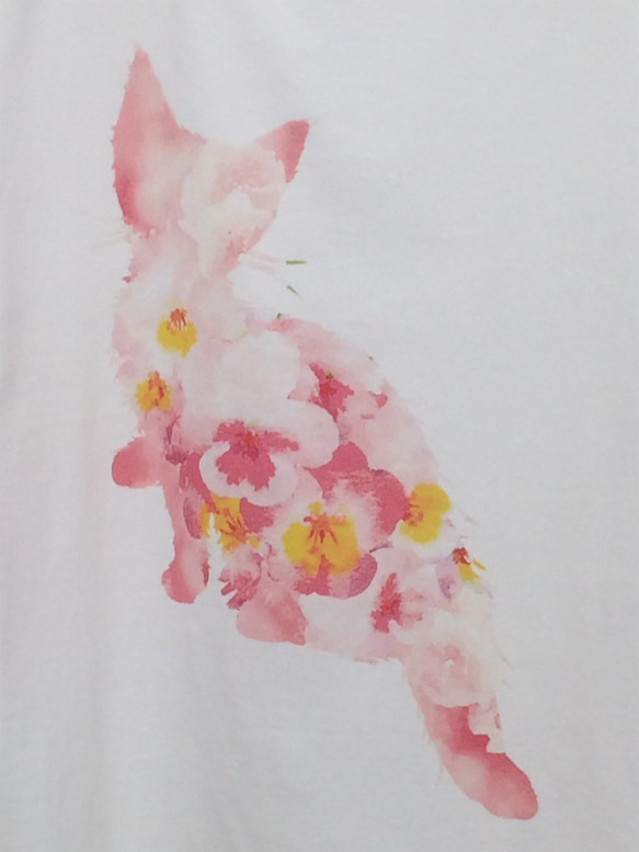 可愛的小貓和三色堇T卹粉紅色有各種尺碼可供選擇 第2張的照片