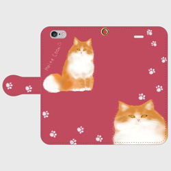 可愛貓咪智能手機殼皮革筆記本型緬因庫恩iPhone，Android S / M按訂單生產 第4張的照片
